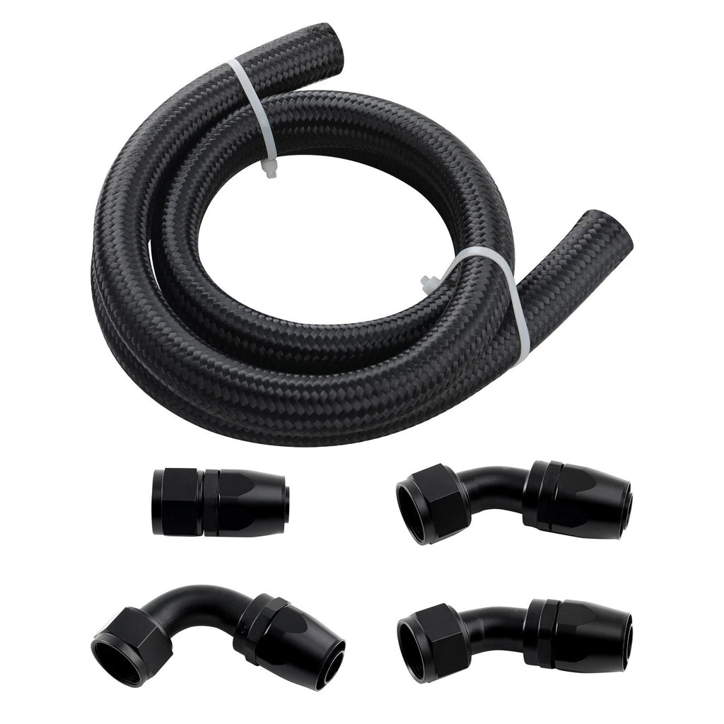16AN Hose Fuel Line Rubber Nylon Braided 90° for Universal Applications