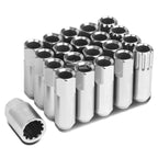 Open-End Aluminum Silver Lug Nuts Set of 4 + Adapter M12x1.5 20mm OD/60mm Tall