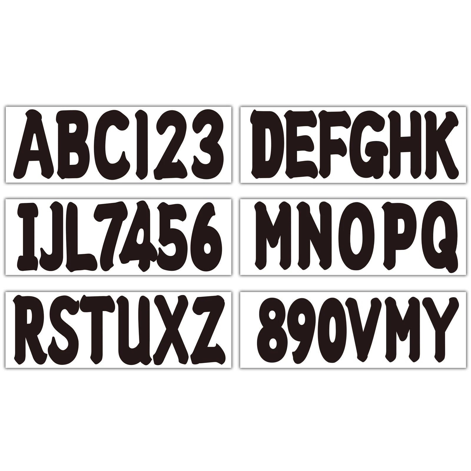 Set of 4 Boat Registration Decals A-Z & 0-9 Black