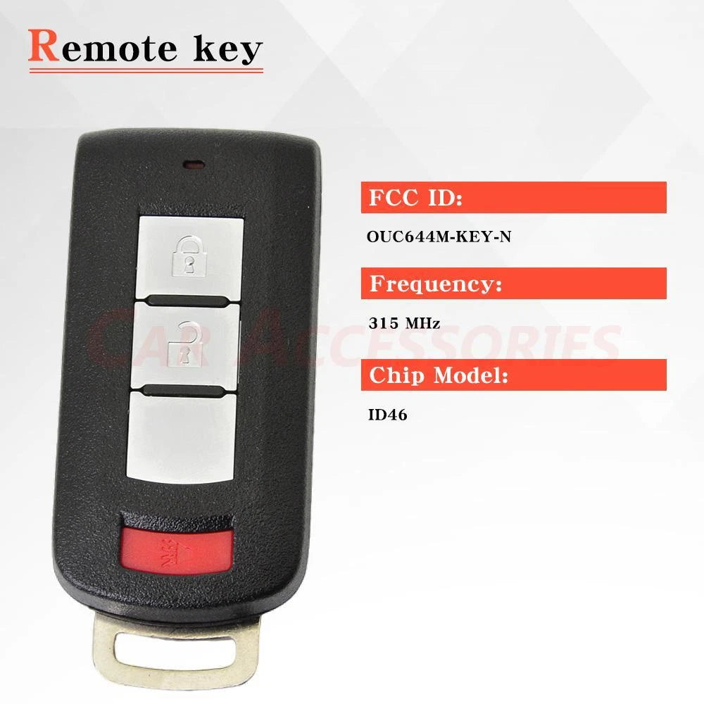 2X Replacement 3 Button Remote Key Fob for Mitsubishi Outlander Sport (2008–2022)