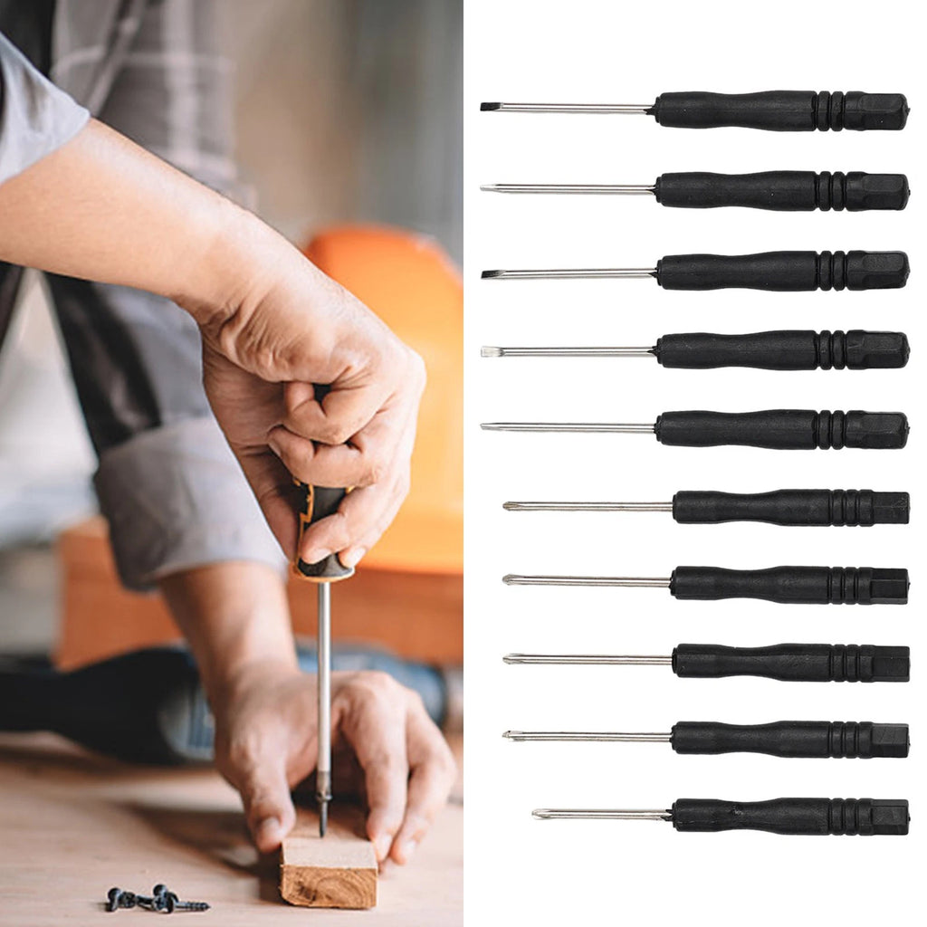 10pk Screwdriver Set for Repair (Crosshead, Slotted, Flathead)