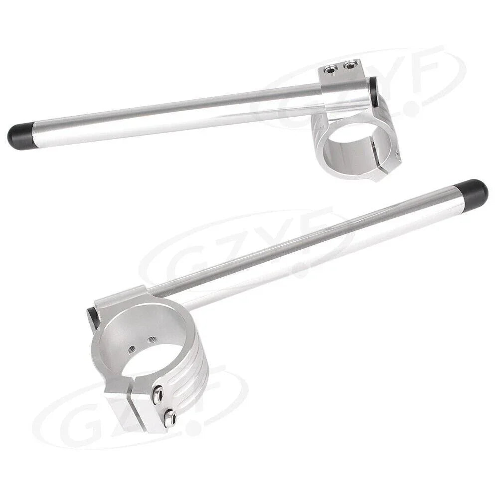 22mm & 7/8" Clips Handle Bar Adjustable Clamps for 52mm Fork Tube Silver