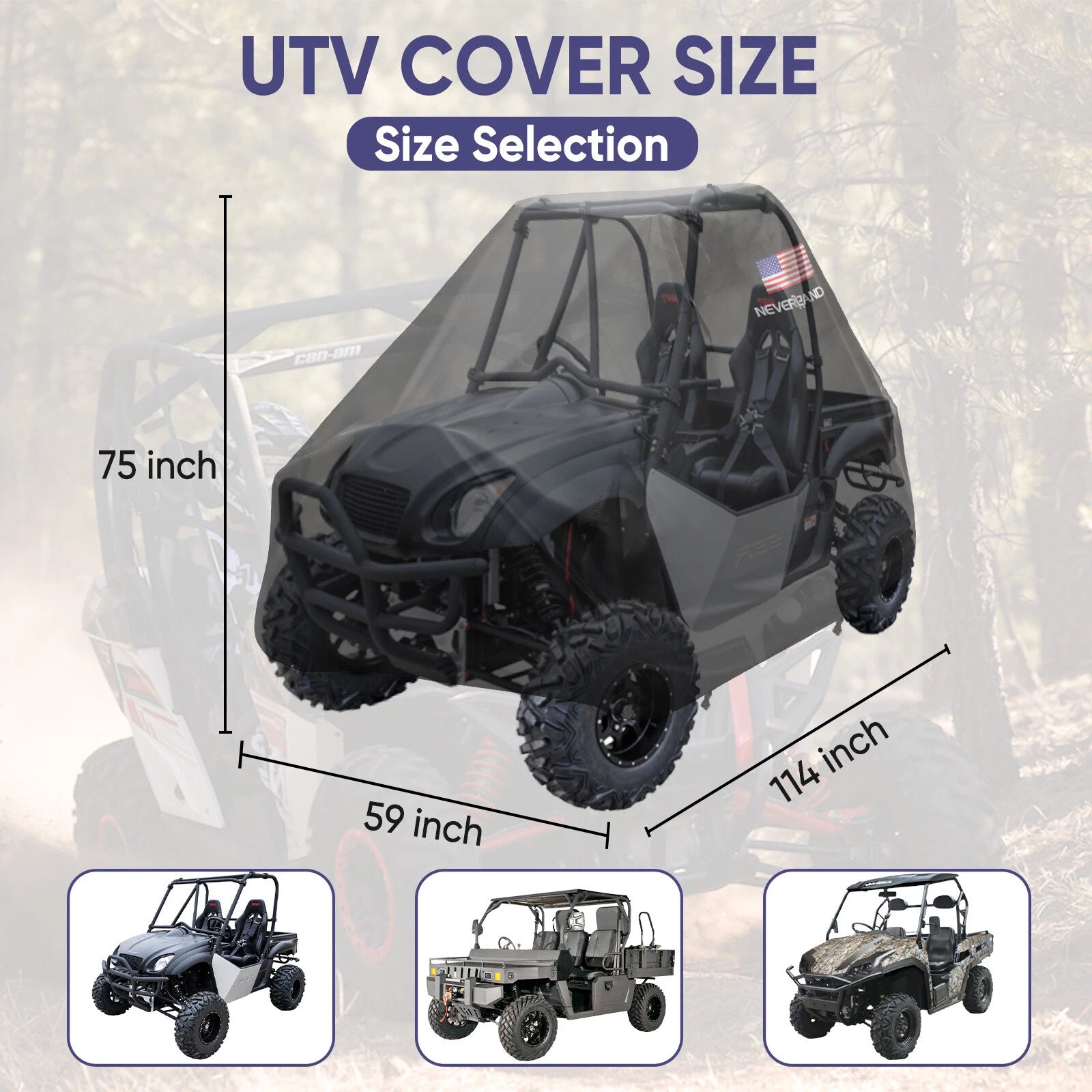 UTV Cover Waterproof for Polaris Ranger/Commander, Can-Am Defender, Kawasaki