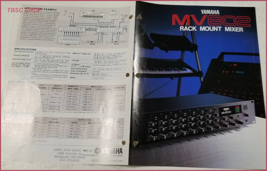 Yamaha MV802 Rack Mount Mixer Sales Brochure