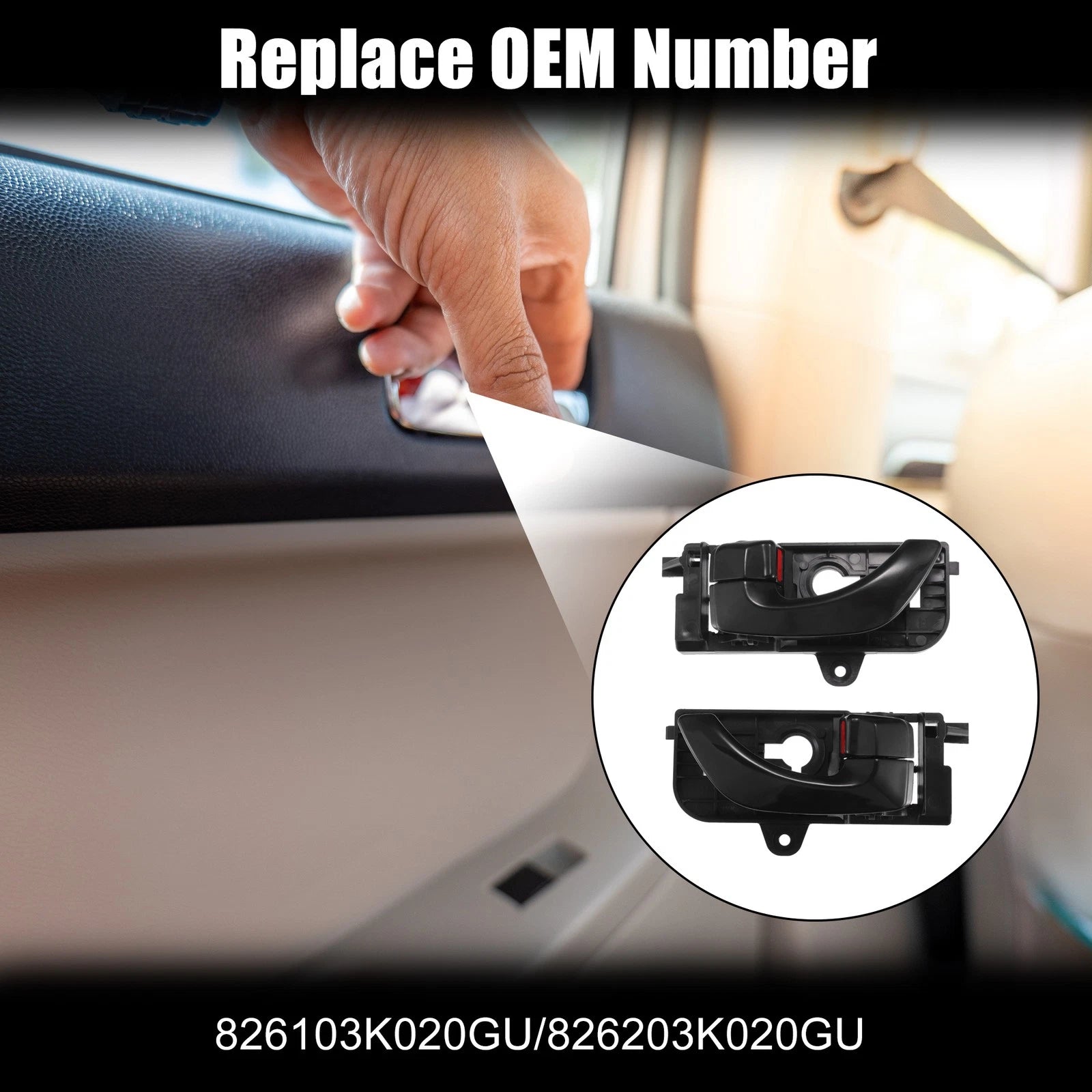 1 Pair Interior Door Handle for Hyundai Sonata (2005–2008) Black