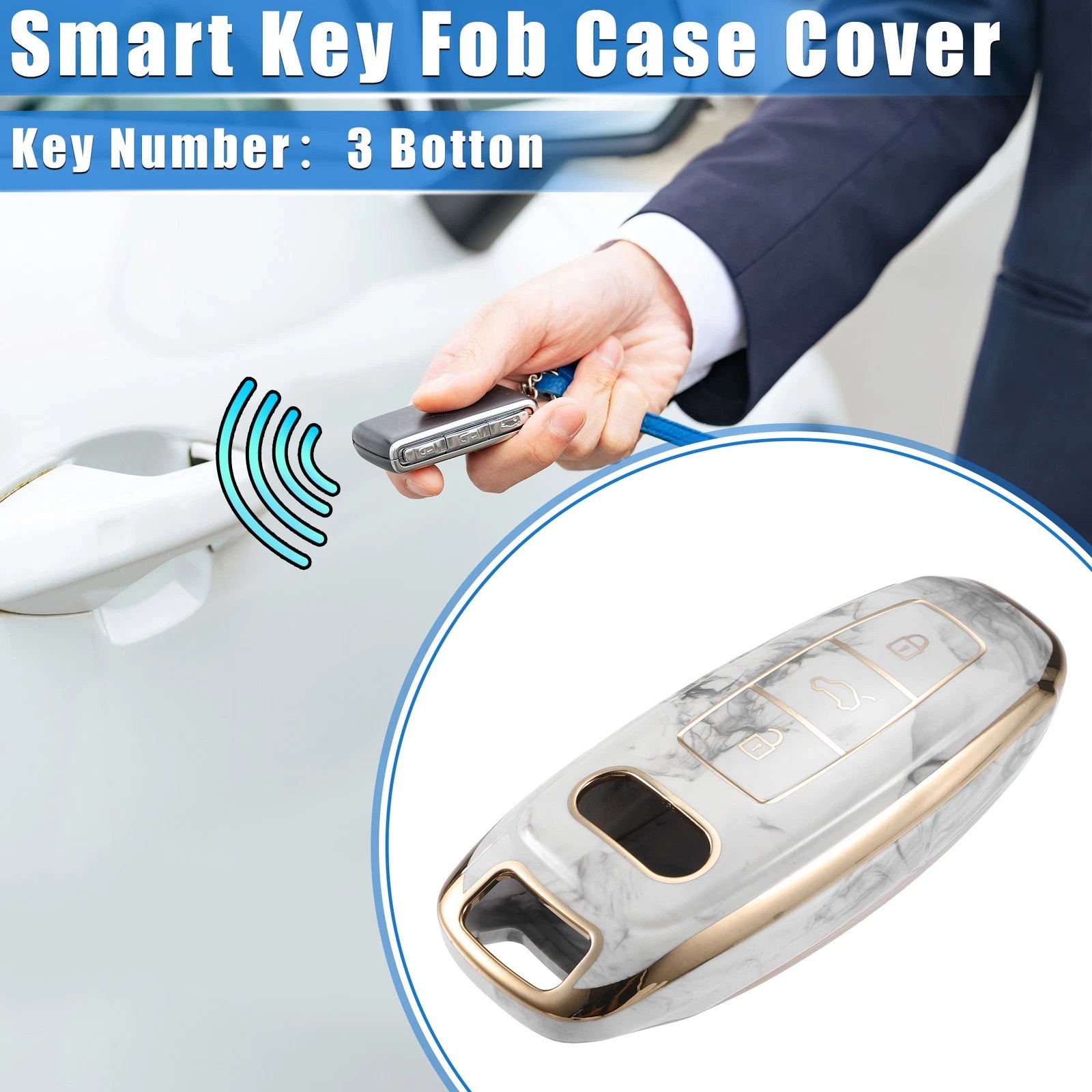 3X Remote Smart Key Fob Cover Case for Audi Q7 Q8 (2020–2021) TPU Gray