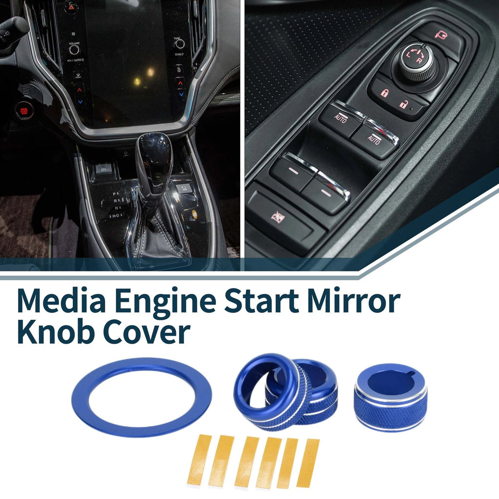 Set of 4 Media Tune Engine Start Mirror Switch Knob Covers for Subaru WRX (2022–2023) Blue