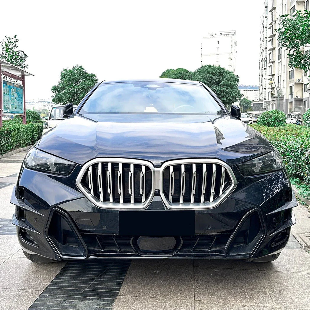 Carbon Look Front Bumper Side Fin Canard Splitter for BMW X6 (2023–2025)