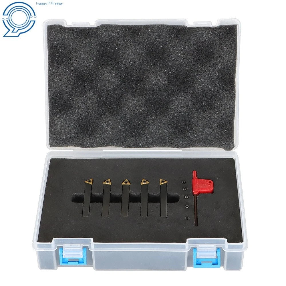 5 Pack 1/4" Carbide Indexable Turning Tool Set for Lathe (Fits )