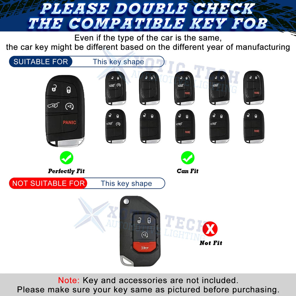 Silicone Remote Key Fob Shell Cover with Keychain for Jeep (2014-2017)