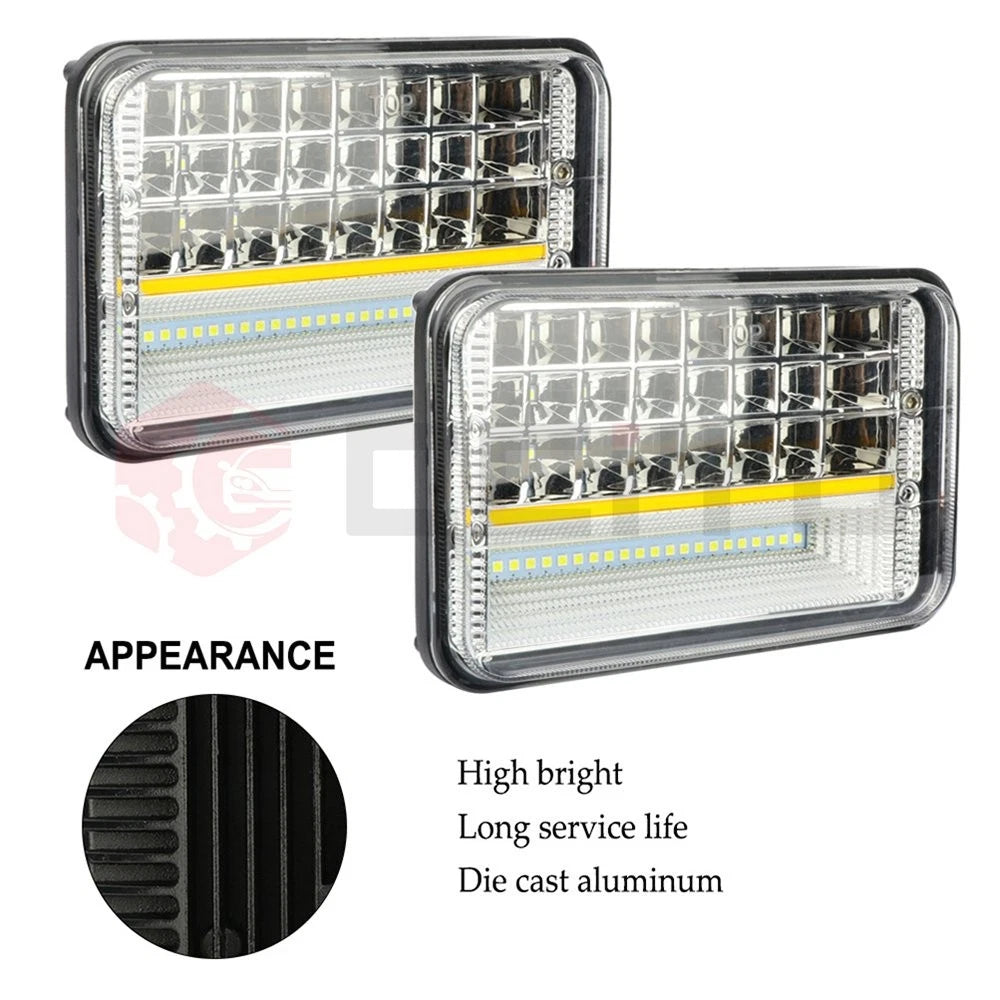 2X 4"x6" Square Headlights for Jeep Cherokee XJ (1997–2001)