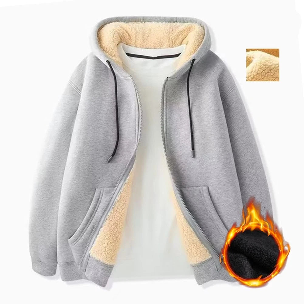 Fleece Hoodie for Men - Casual Thickened Zipper Sweatshirt