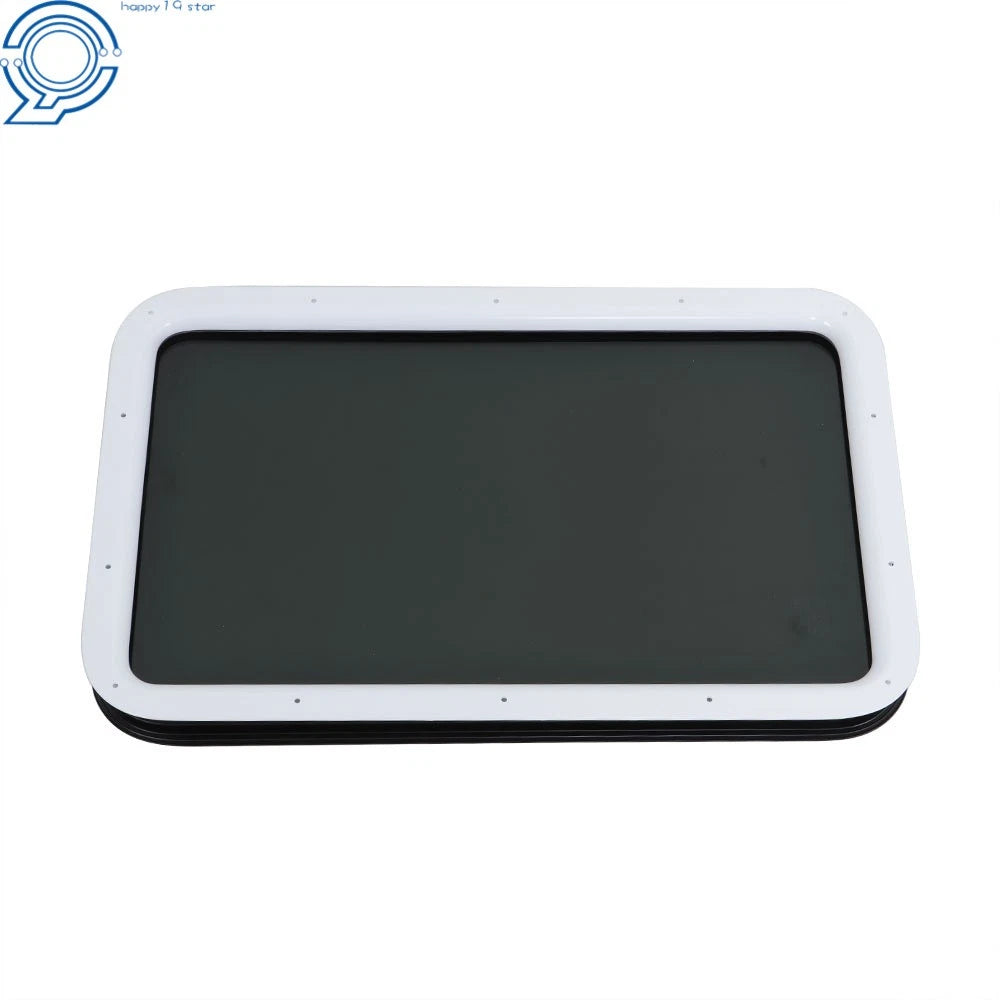 Entry Door Window for RV (12" x 21") - Black Exterior, White Interior, Clear Glass
