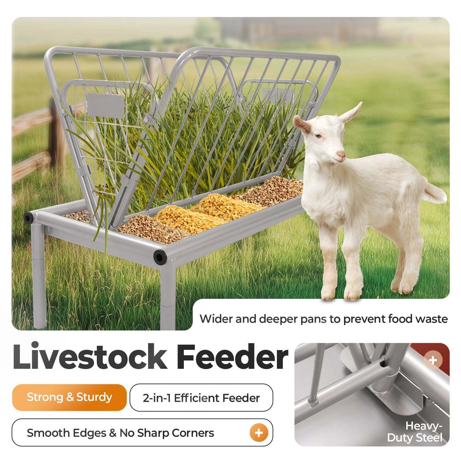 Heavy Duty Steel Hay Feeder for Goats (Outdoor Use)