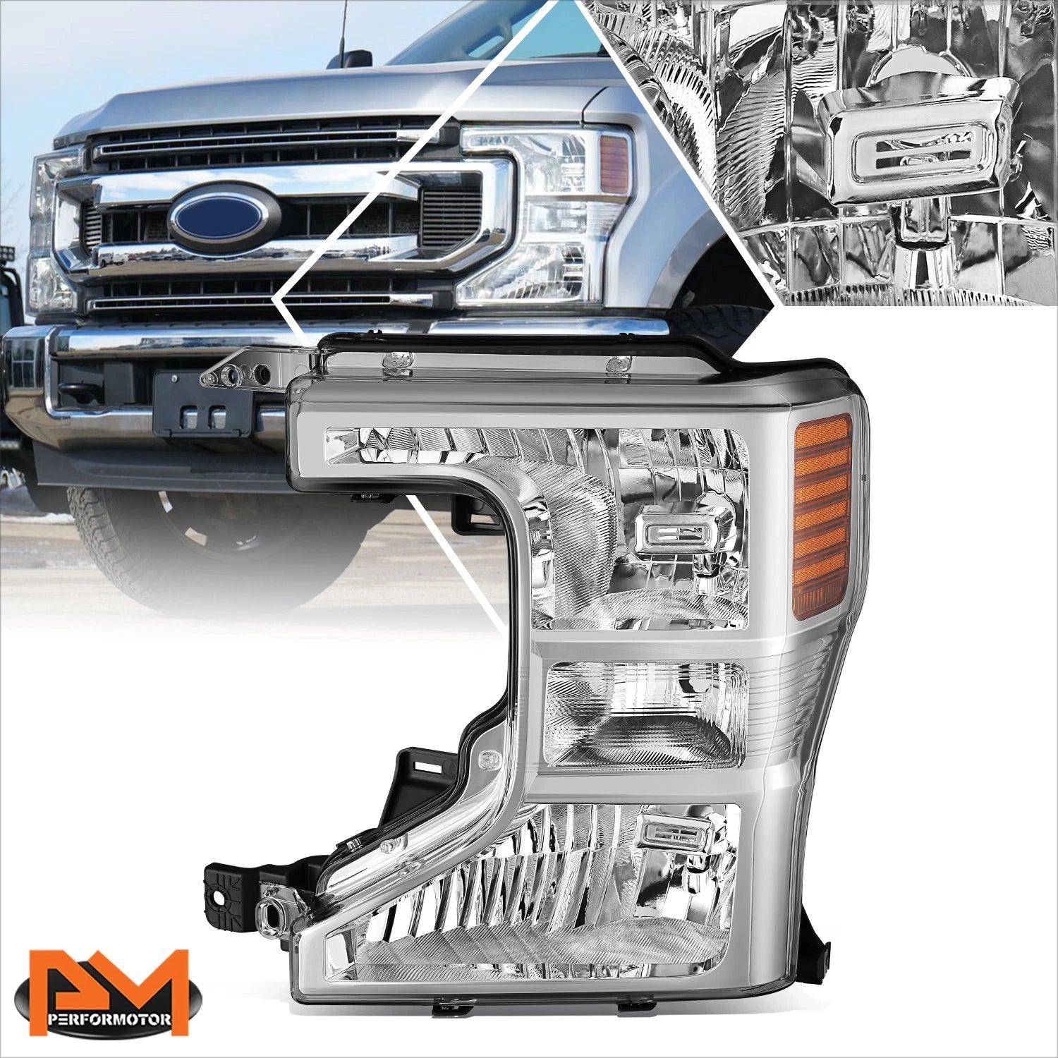 Chrome Amber Headlight Lamp for Ford F250-F550 SD (2020–2022)