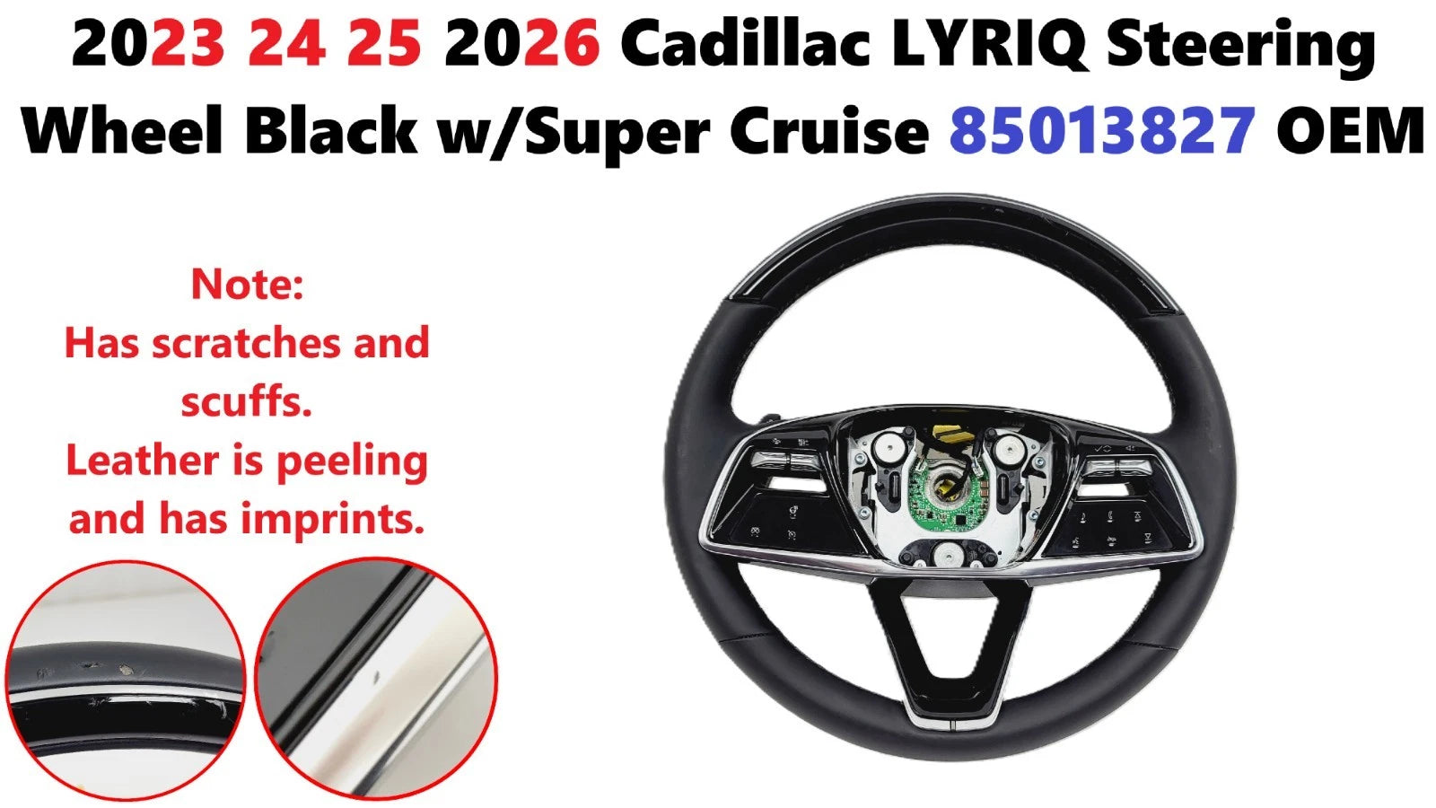 Steering Wheel for Cadillac LYRIQ (2023–2026) Black w/Super Cruise 85013827