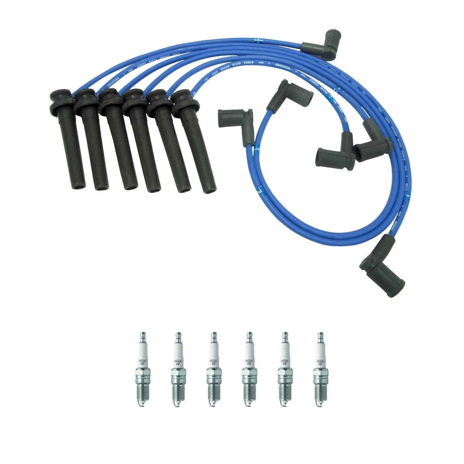 NGK Wire Set & 6 V-Power Spark Plugs for Ford Taurus Mercury Sable (1986–2005)