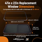 48" x 22" RV Camper Window for RV/Camper/Trailer (Fits Various Models)