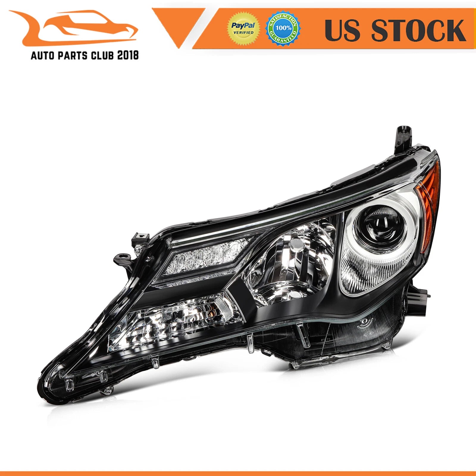 Headlight Assembly Set of 2 for Toyota RAV4 (2013–2015) Black Housing Clear Lens