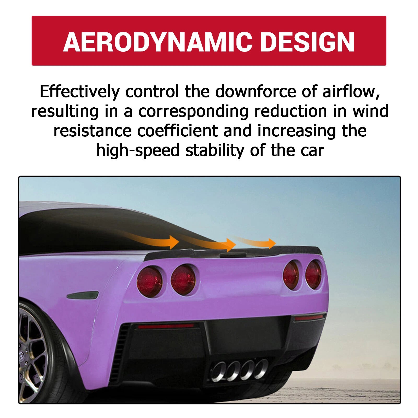 Trunk Wing Spoiler for Corvette C6 (2005-2013) H Style End Flushmount