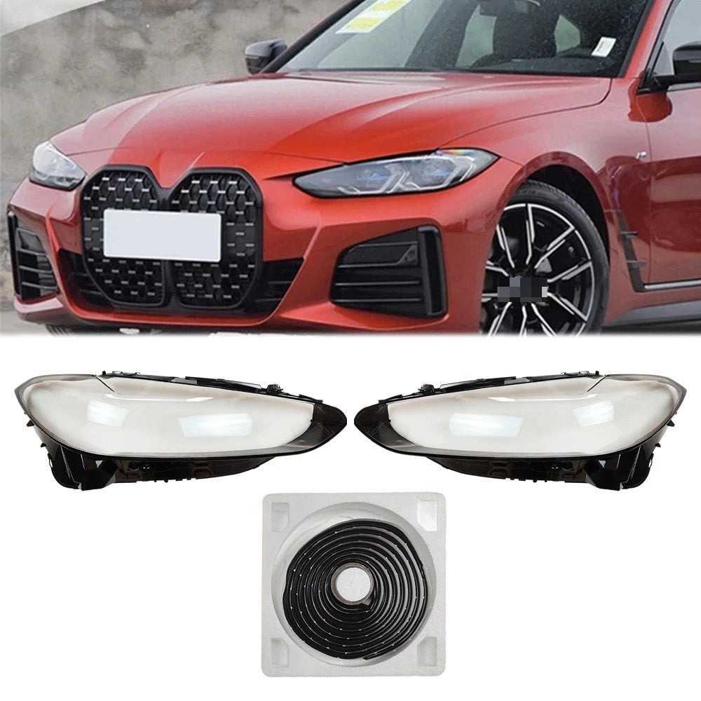 2X Front Headlamp Lens Cover + Glue for BMW 4 Series G22 G23 (2020–2022)