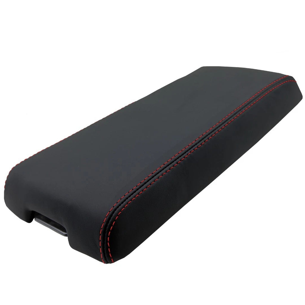 Leather Synthetic Console Armrest Cover for Jeep Liberty (2008–2013) Red Stitch
