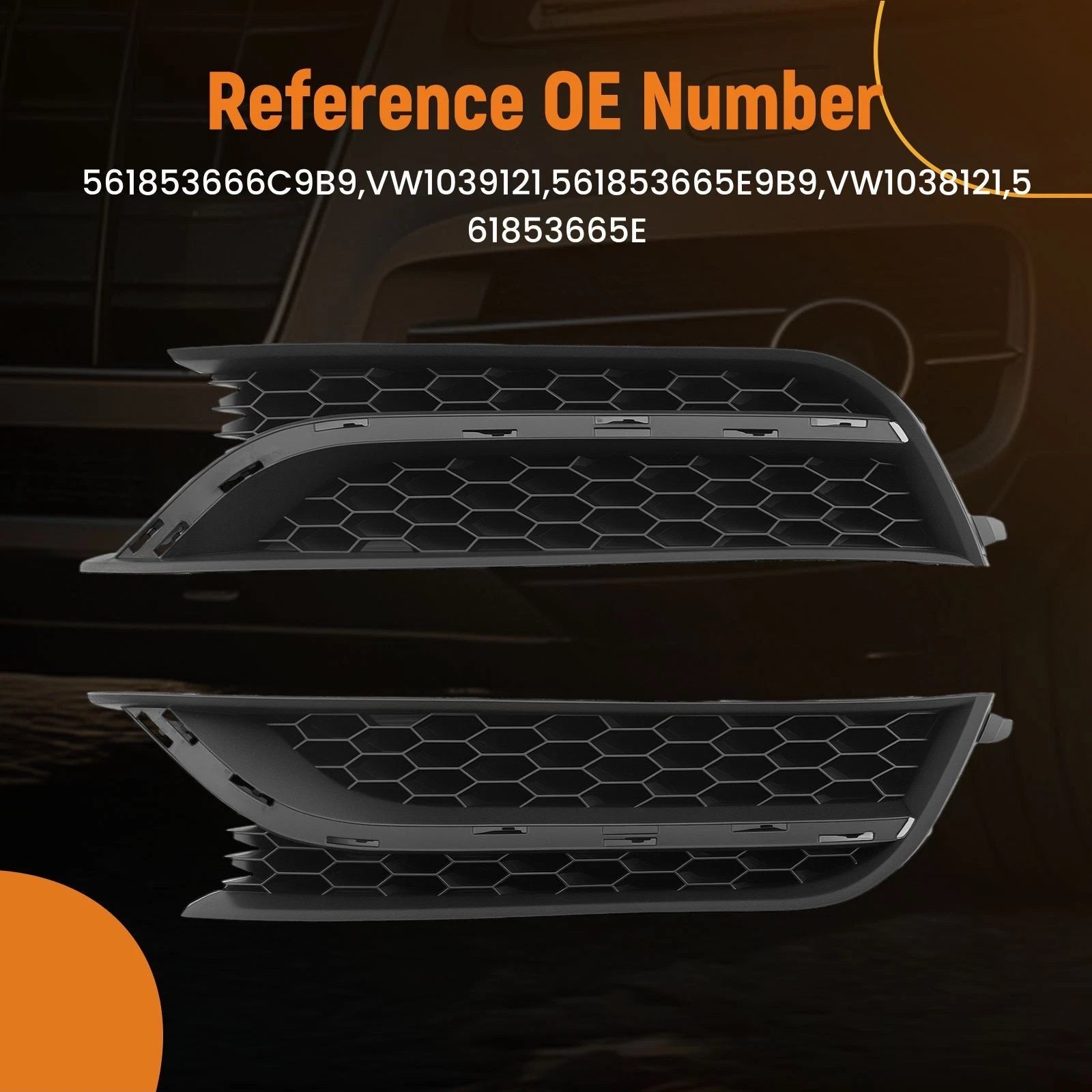 Pair Front Bumper Fog Light Grille for Volkswagen Passat (2014–2015)