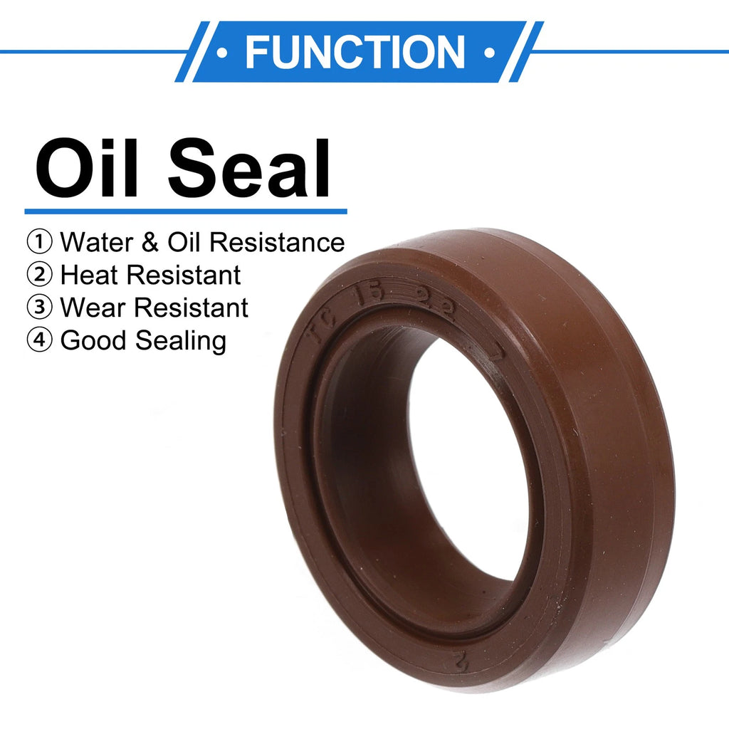 2X Oil Seal Rotary Shaft Seal for Various Models (15x22x7mm) FKM Rubber