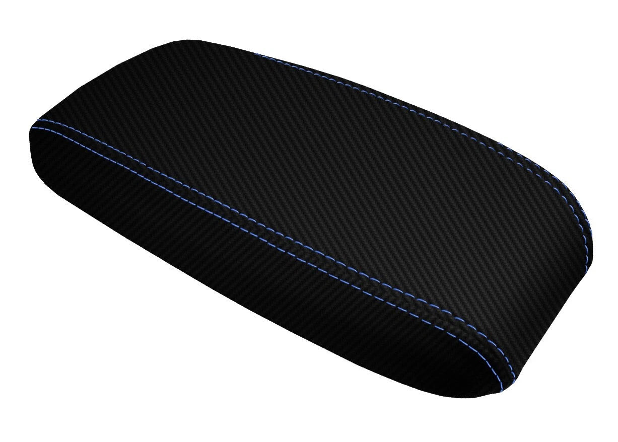 Carbon Fiber Console Bucket Seat Cover for Toyota Tacoma (2001–2004) Blue Stitch
