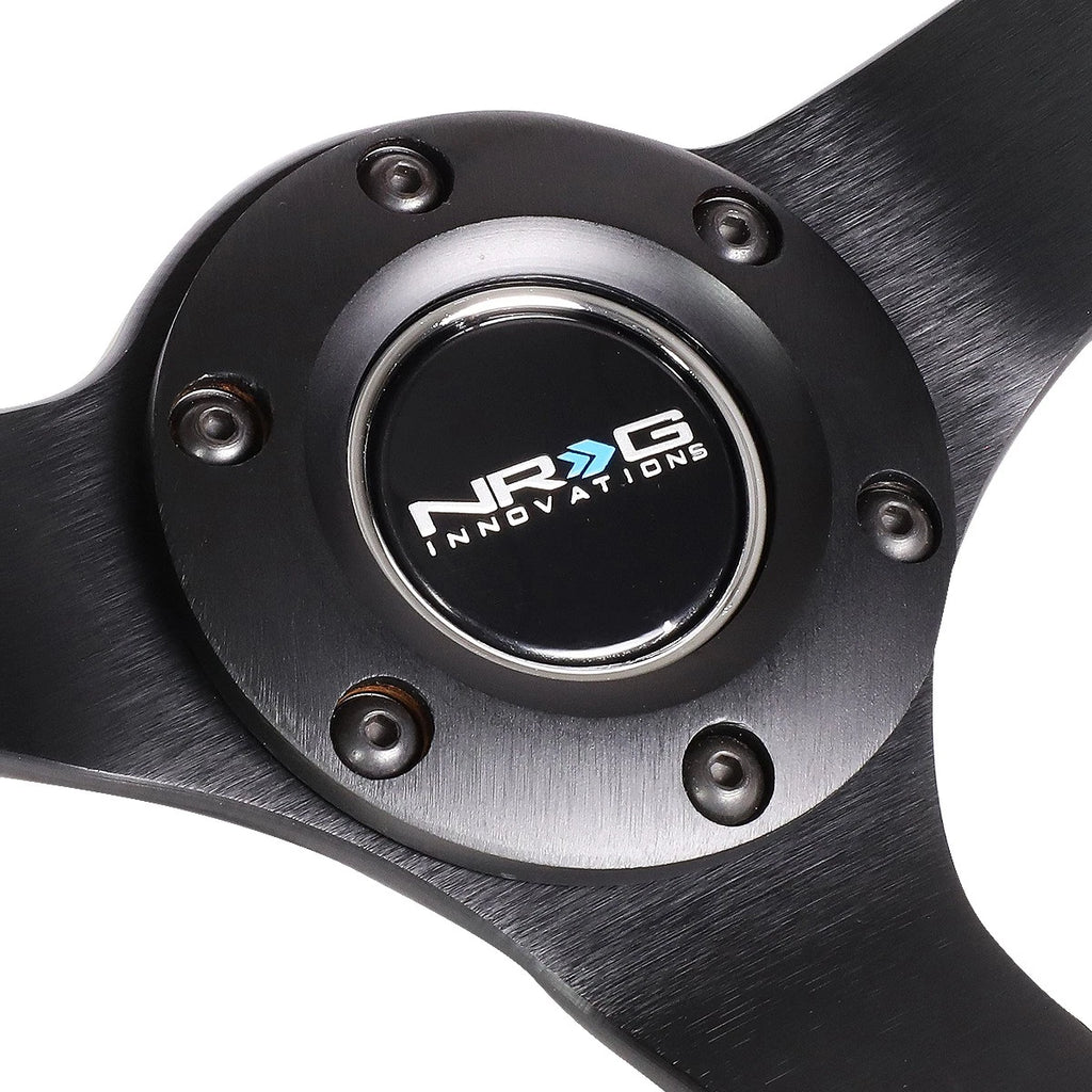 NRG 35cm 3" Deep Dish Black Suede Red Stitch Steering Wheel for Universal (2010–2023)