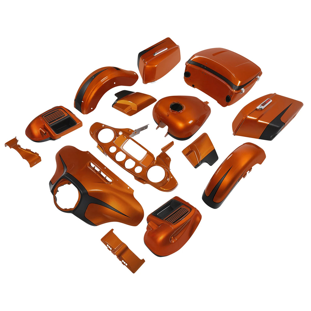 Fairings Body Painted for Harley Electra Glide (2014–2023) Scorched Orange/Black Denim