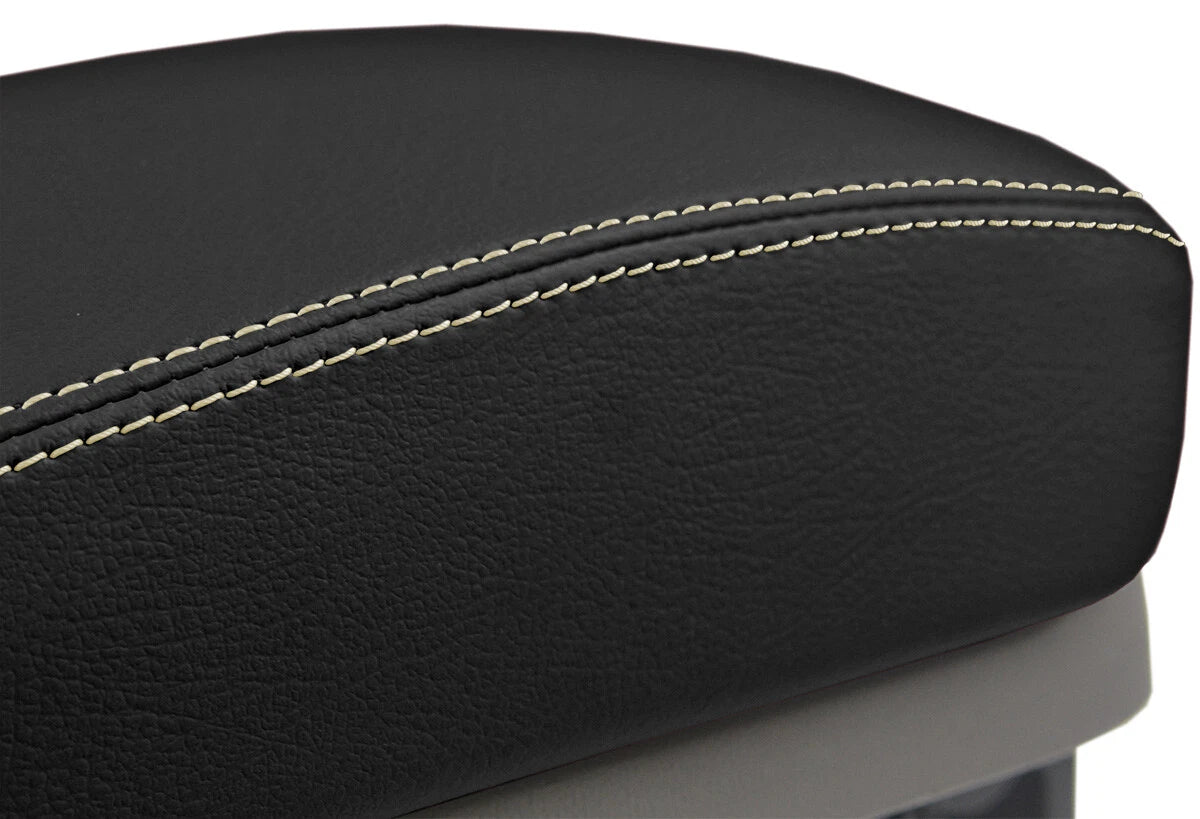 Leather Console Lid Armrest Cover for Hyundai Sonata (2006–2010) Beige Stitch