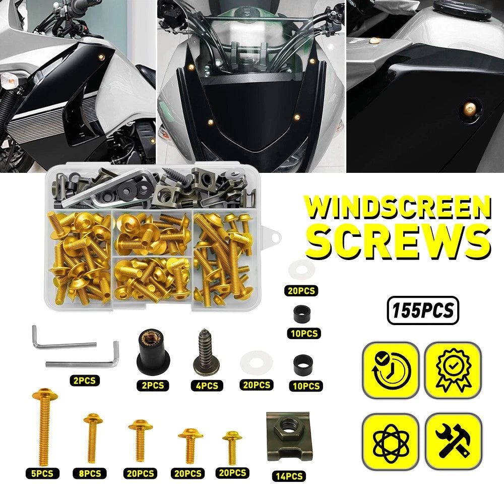 Fairing Bolts Kit M5 M6 for Suzuki GSXR600/750/1000 (155pc, Golden Aluminum)
