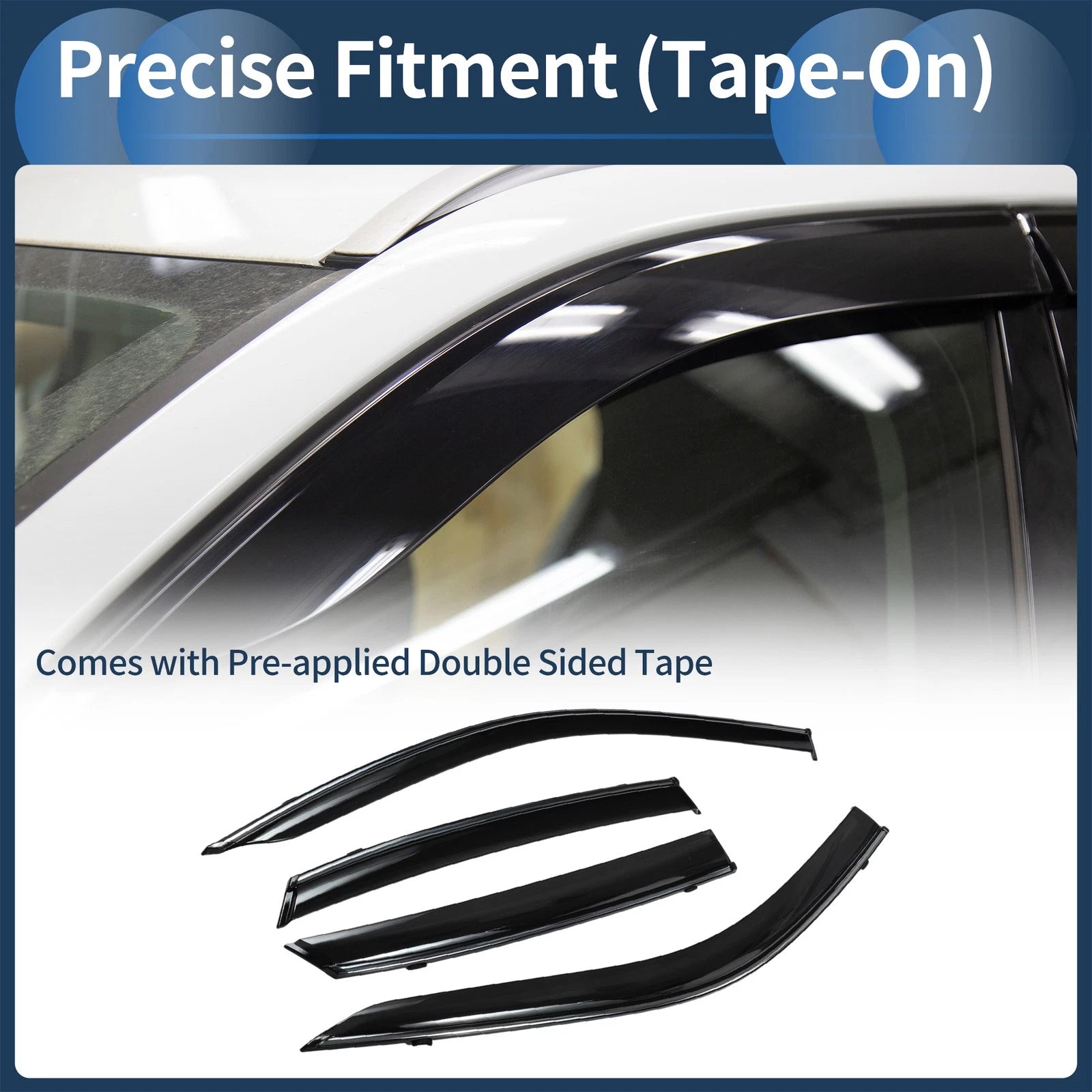 Set of 4 Window Deflectors for Honda Civic Sedan (2022) - Black Vent Visors