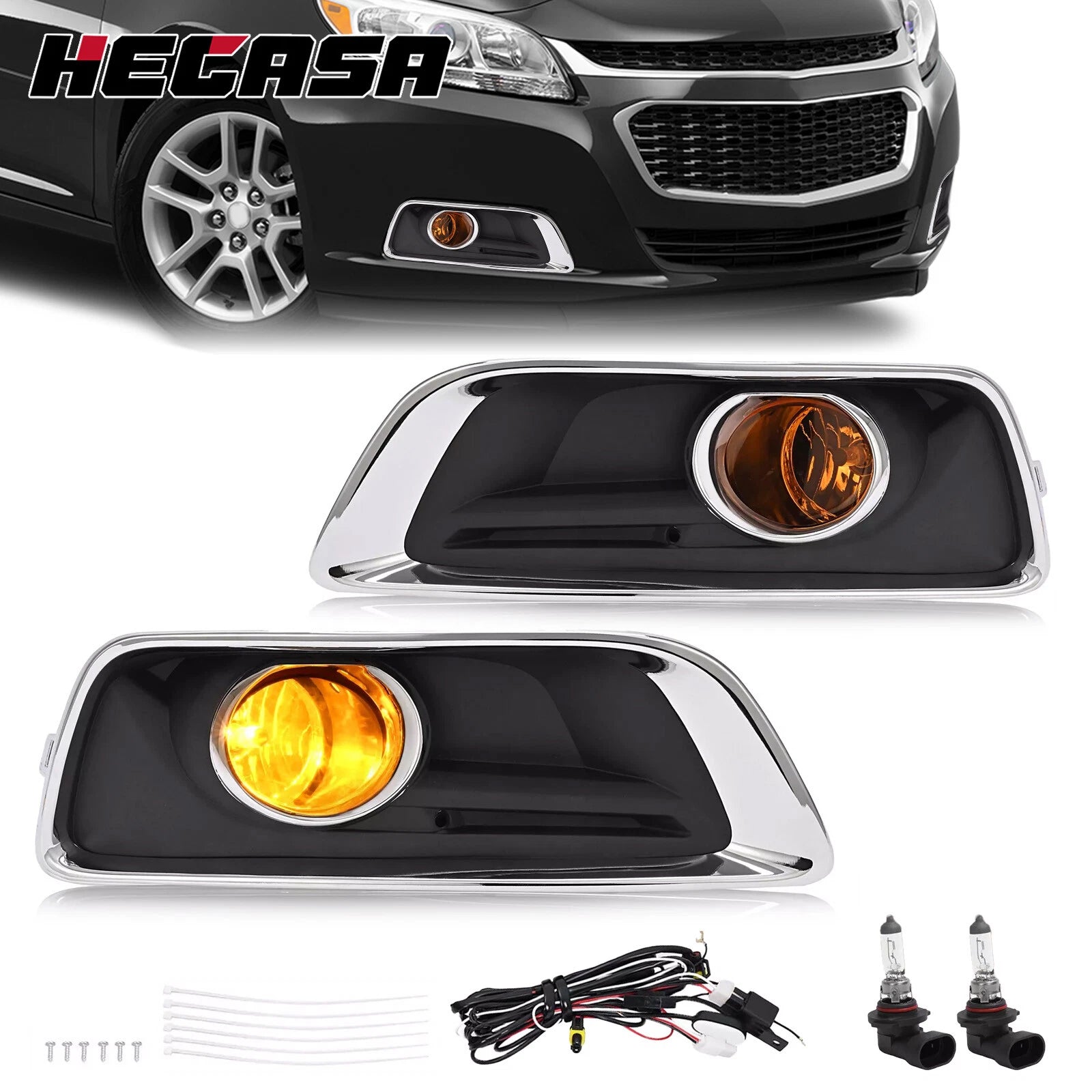 Fog Lights for Chevy Malibu (2013–2015) Pair with Switch & Bulbs