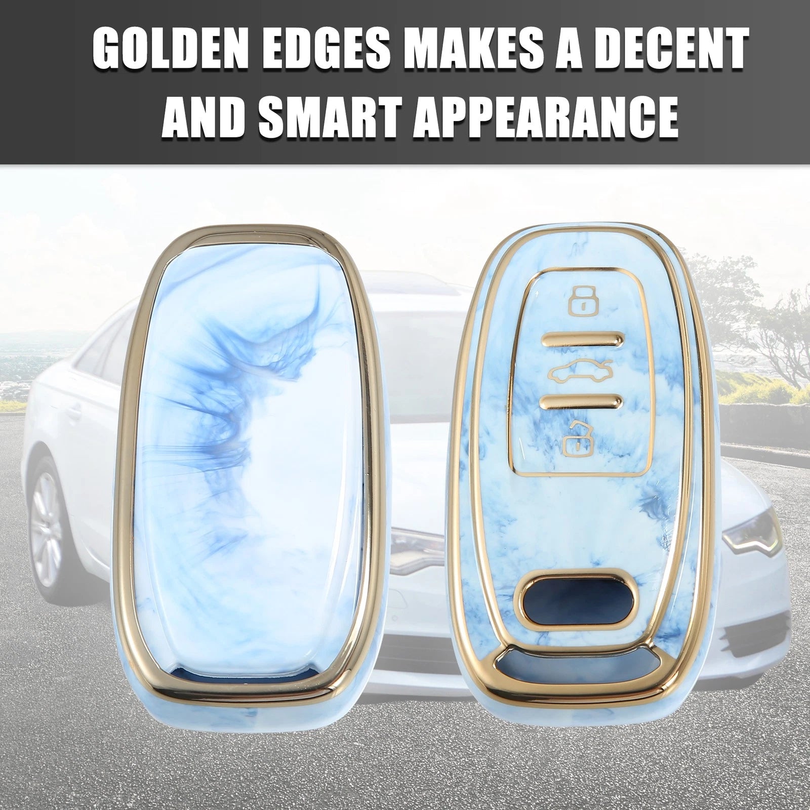 Key Fob Remote Control Cover 3 Button TPU Shell Blue for Audi A6 (2012–2018) 745060244857