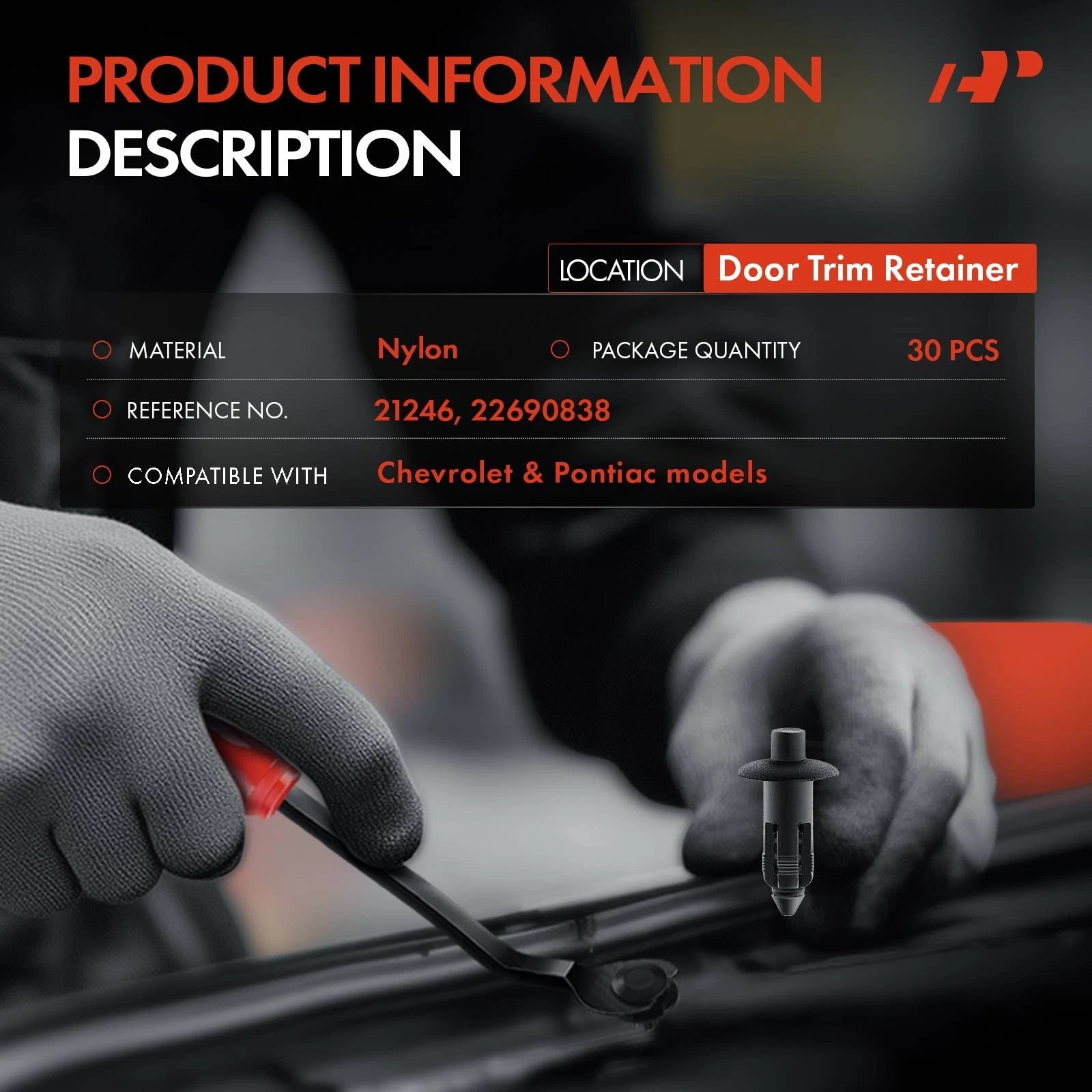 30Pcs Door Trim Clips with Drive Pin Retainers for Chevy Pontiac