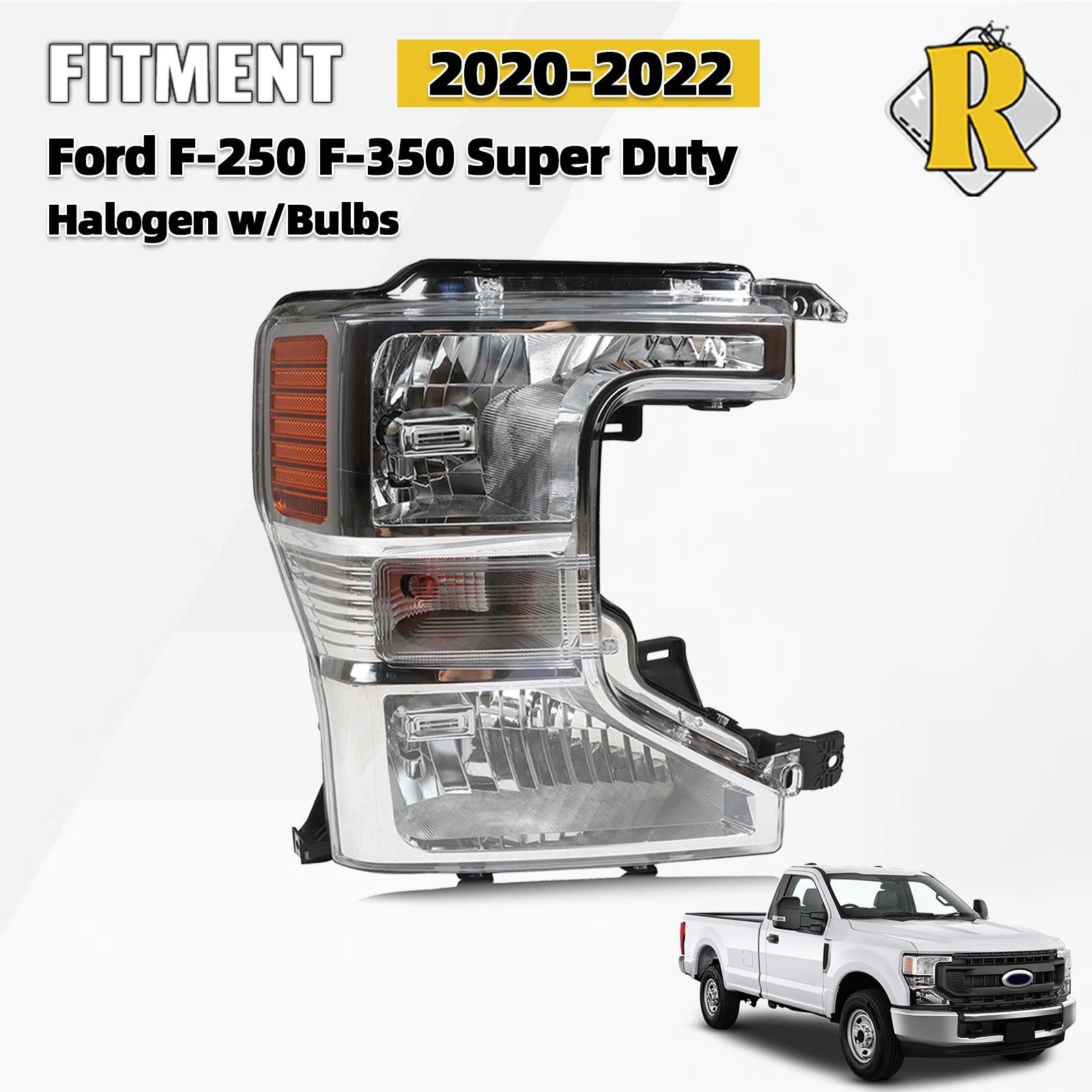Halogen Headlight with Bulbs for Ford F-250 F-350 Super Duty (2020–2022)