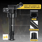Set of 4 Ignition Coils & Iridium Spark Plugs for Kia Optima (2009–2010)