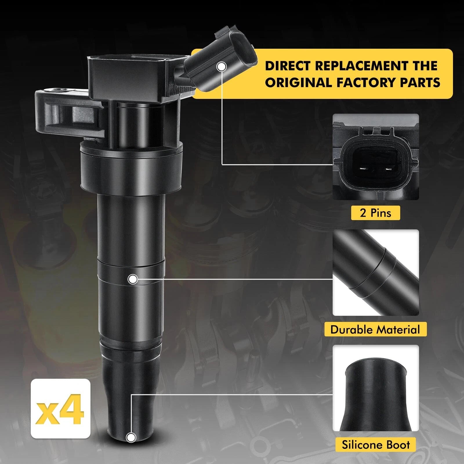 Set of 4 Ignition Coils & Iridium Spark Plugs for Kia Optima (2009–2010)