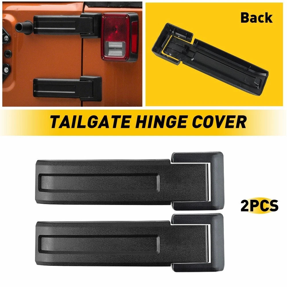2X Upper Lower Tailgate Hinge Cover for Jeep Wrangler JK & Unlimited (2007–2017)