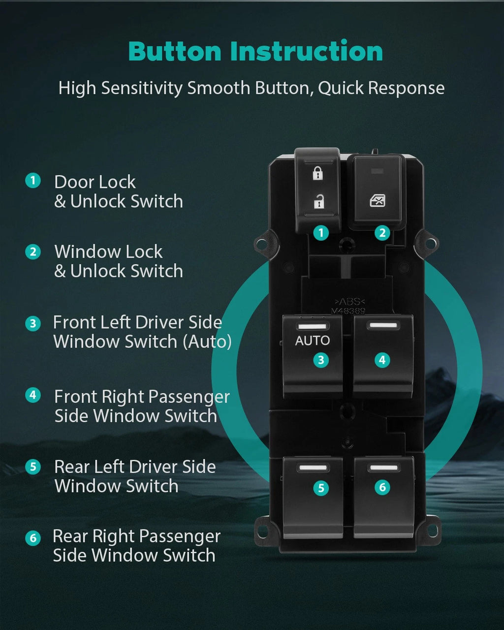 Power Window Switch for Honda Civic (2012–2013) 35750TR0A21 Front Left