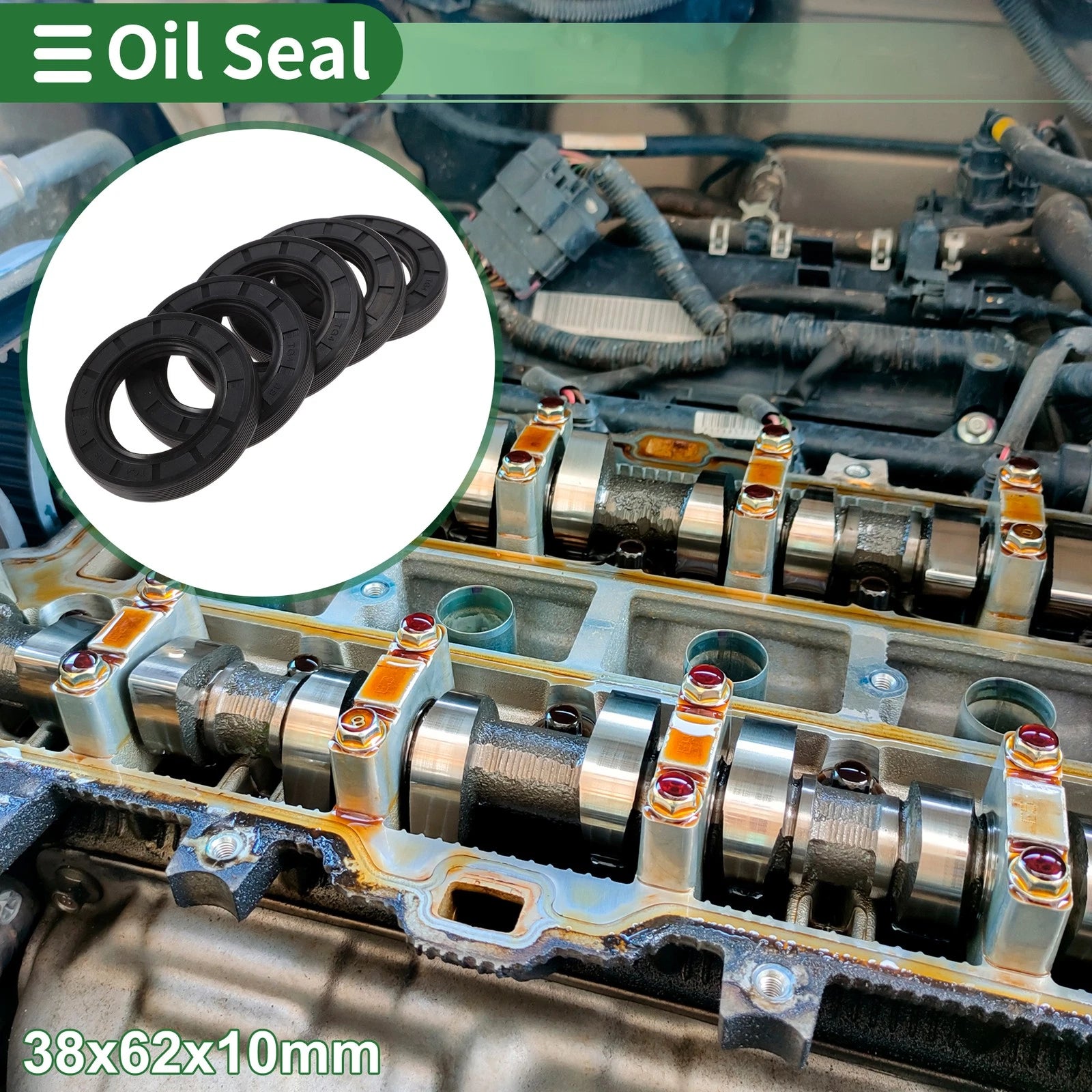 Set of 5 Oil Seals NBR Rubber 38x62x10mm for High Pressure