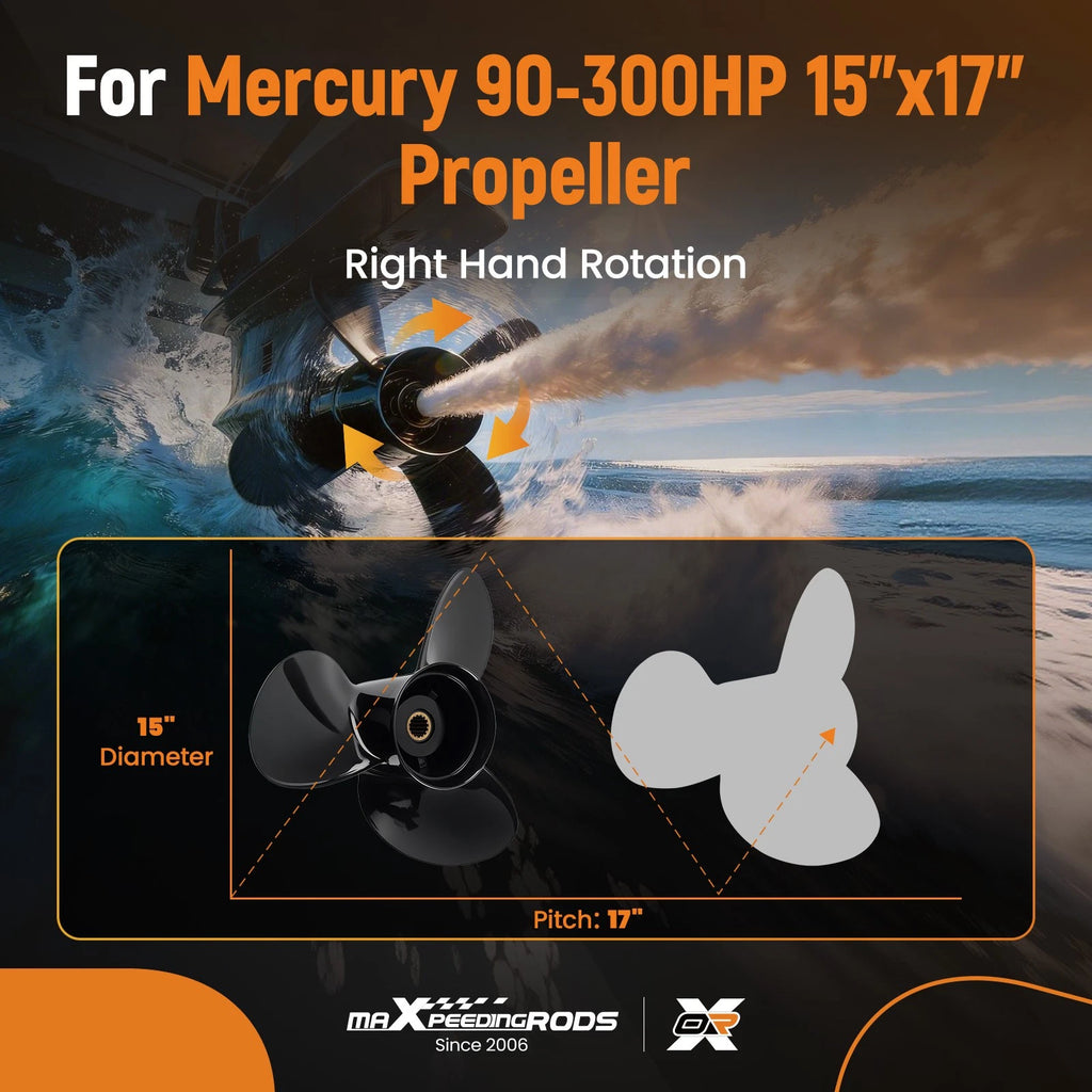 15x17 Aluminum Propeller for Mercury 90-300HP (Year Range Not Specified)