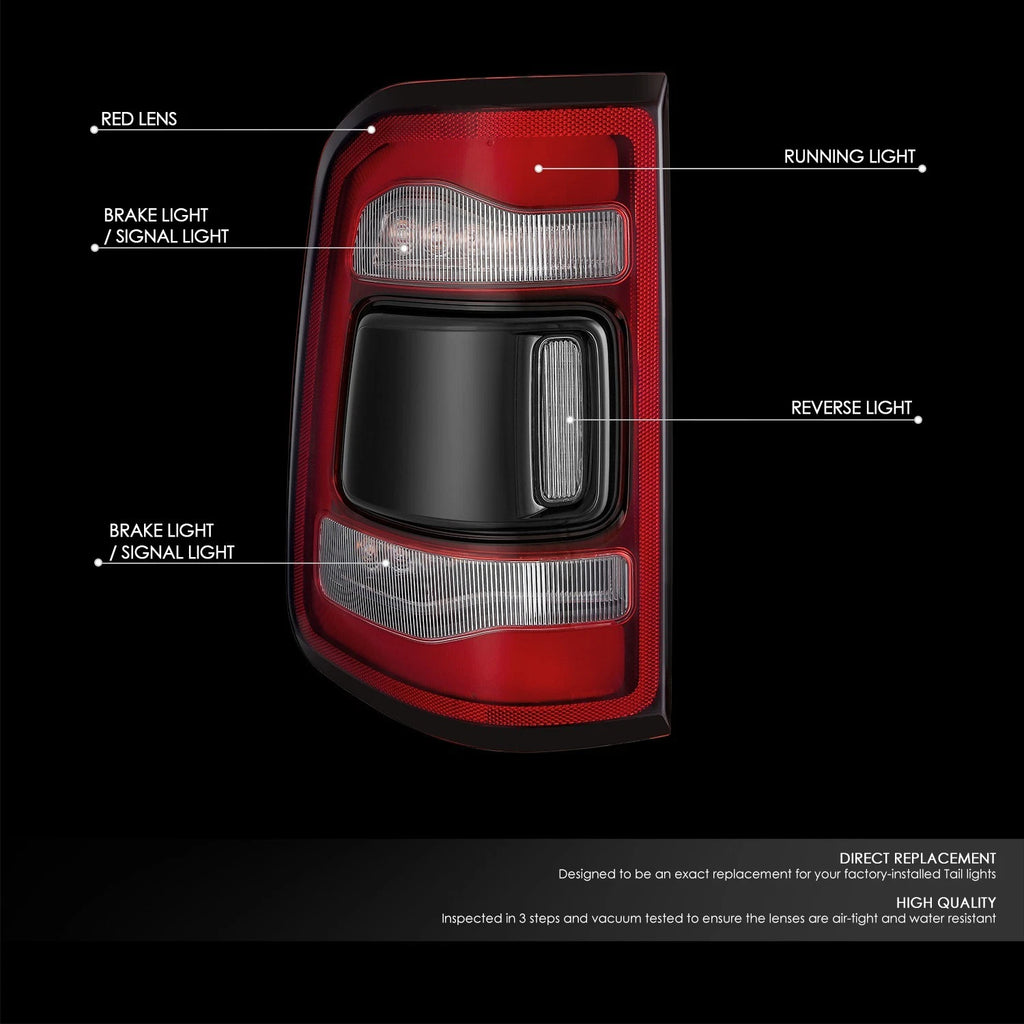Chrome Red LED Tail Light Assembly for Ram 1500 (2019–2024)