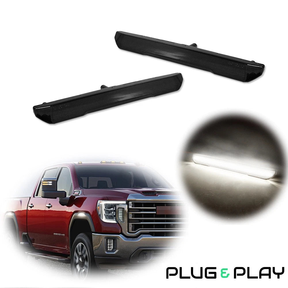 White LED Side Marker Light Smoke Lens for GMC Sierra 2500 3500 (2020+)