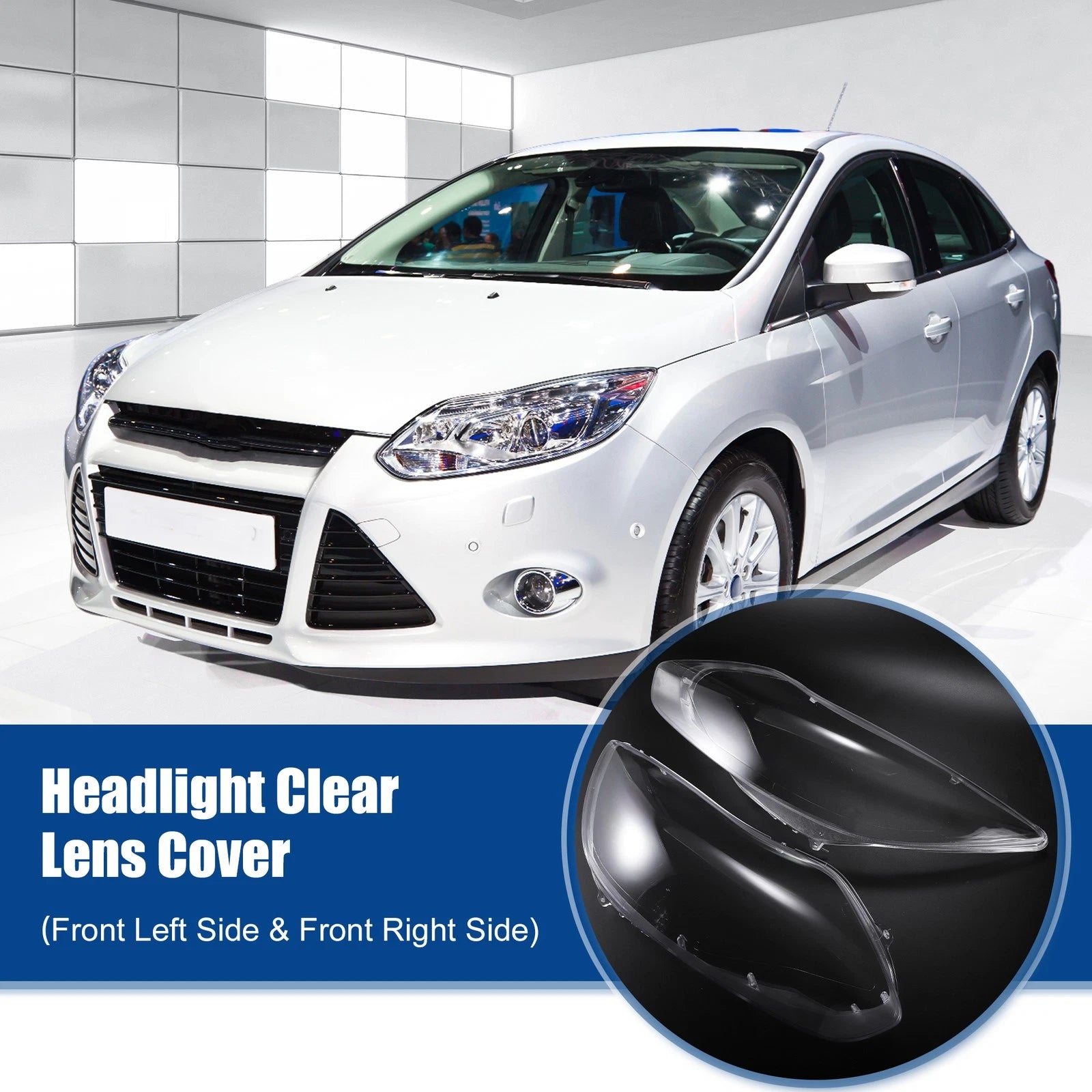 Pair Headlight Clear Lens Shell Cover for Ford Focus (2012–2014) No.BM5Z13008BM