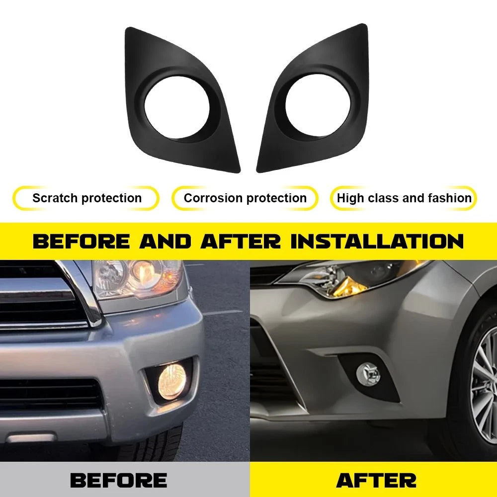 Set of 2 Front Bumper Fog Light Covers for Toyota Corolla (2014–2016) Black