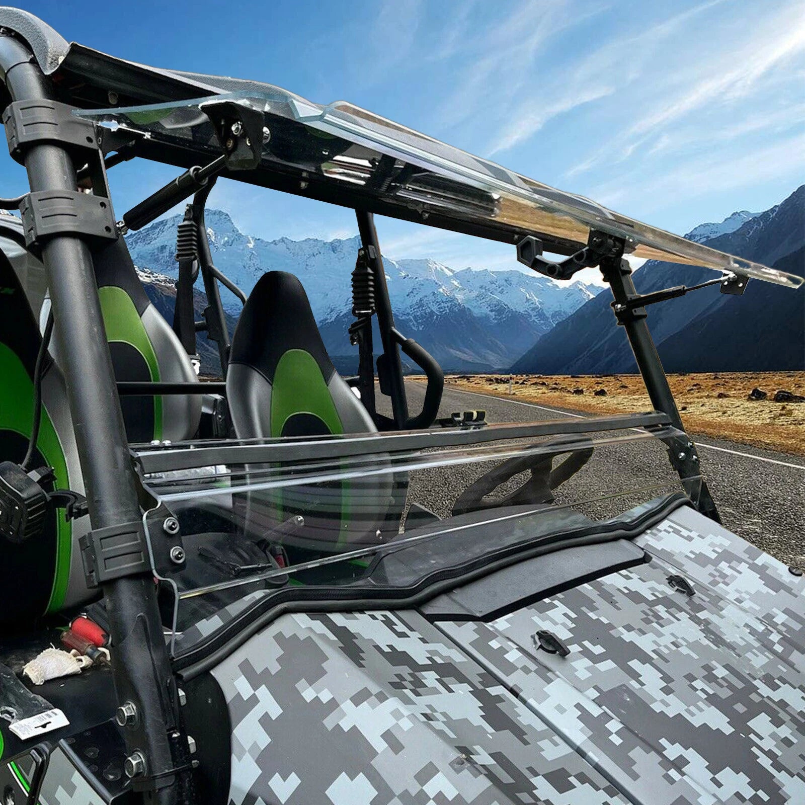 Folding Flip Windshield Scratch Resistant for Kawasaki Teryx 4 800/4 S (2016–2023)