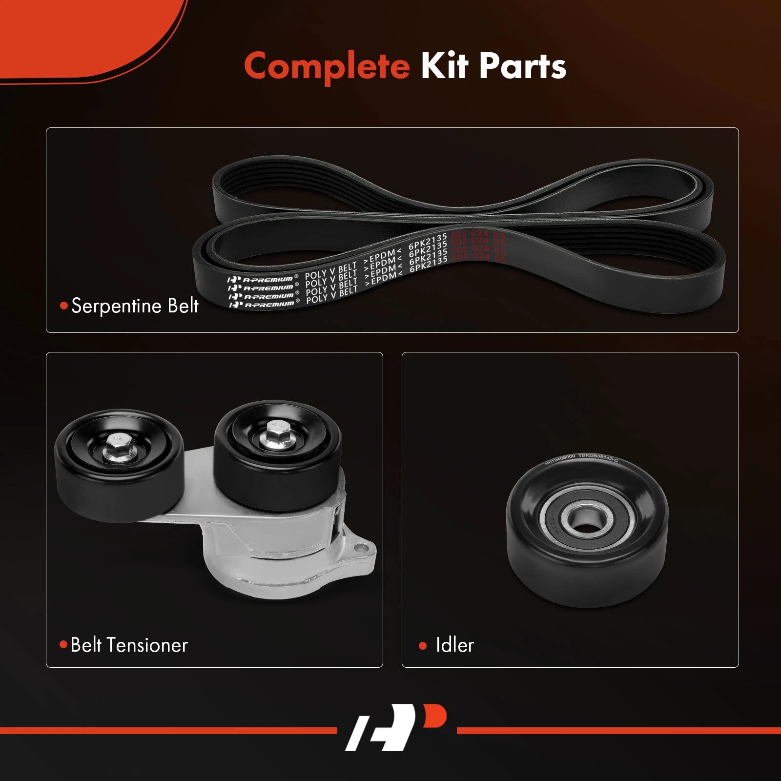 3X Serpentine Belt Drive Component Kit for Honda Odyssey (2011-2017)